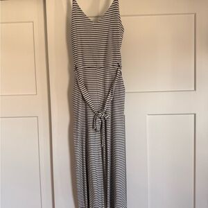 Monteau Black and White Striped Jumpsuit